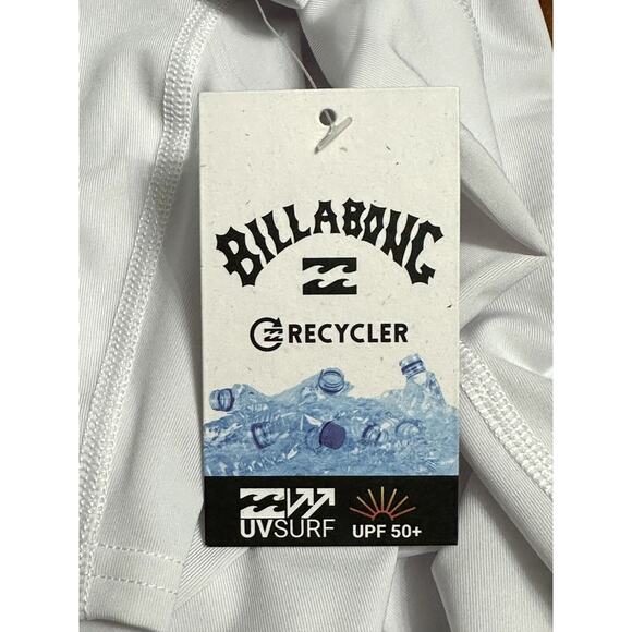 Billabong Unisex Swim Rashgaurd Shirt White Kids SX/8 NWT Short Sleeve High Neck - Picture 7 of 8